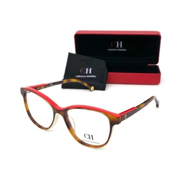 CAROLINA HERRERA VHE800 0ADQ Havana / Demo Lenses 52mm Eyeglasses - Picture 2 of 5